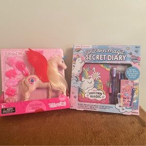 Girls unicorn diary set and unicorn toy